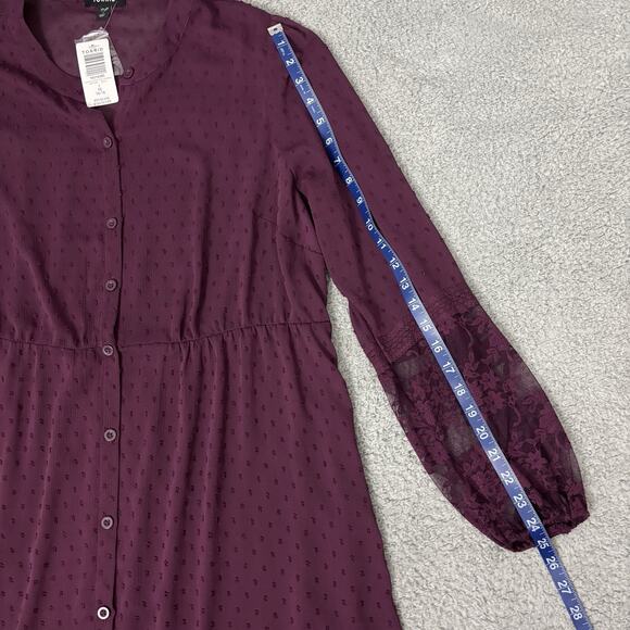 Torrid Woman Sheer Kimono Clit Dot Texture Plus sz 1X Button Front Lace Fairy - Picture 15 of 16